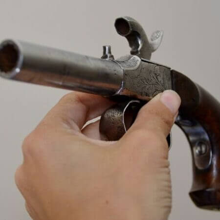 France - 1840/1850 -Black powder Rifled Percusión pistol, barrel unscrewable - Cal. 12