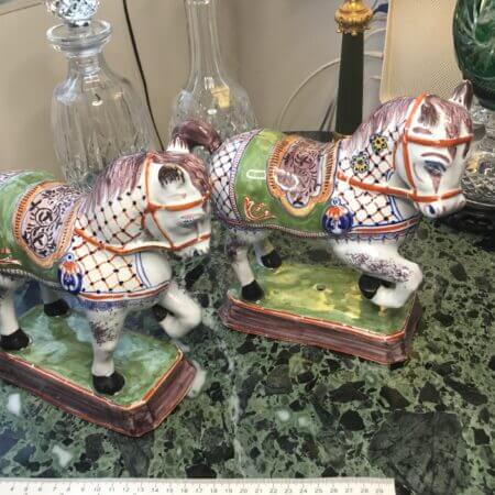 Pair of Stunning ceramic glazed polychromatic horses in excellent state.